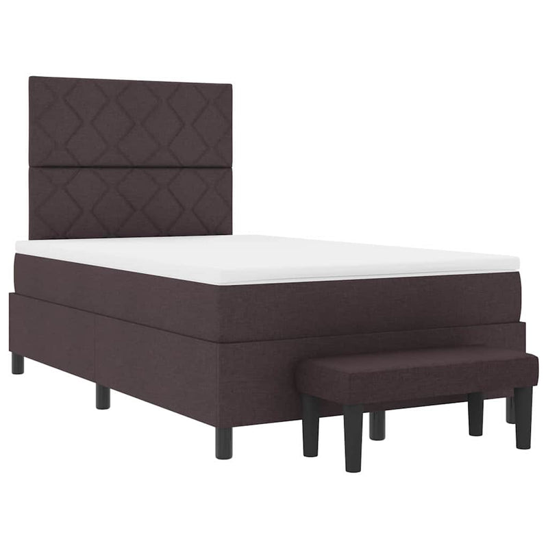 vidaXL Boxrugós ágy matracmal sötétbarna 120 x 200 cm szövet