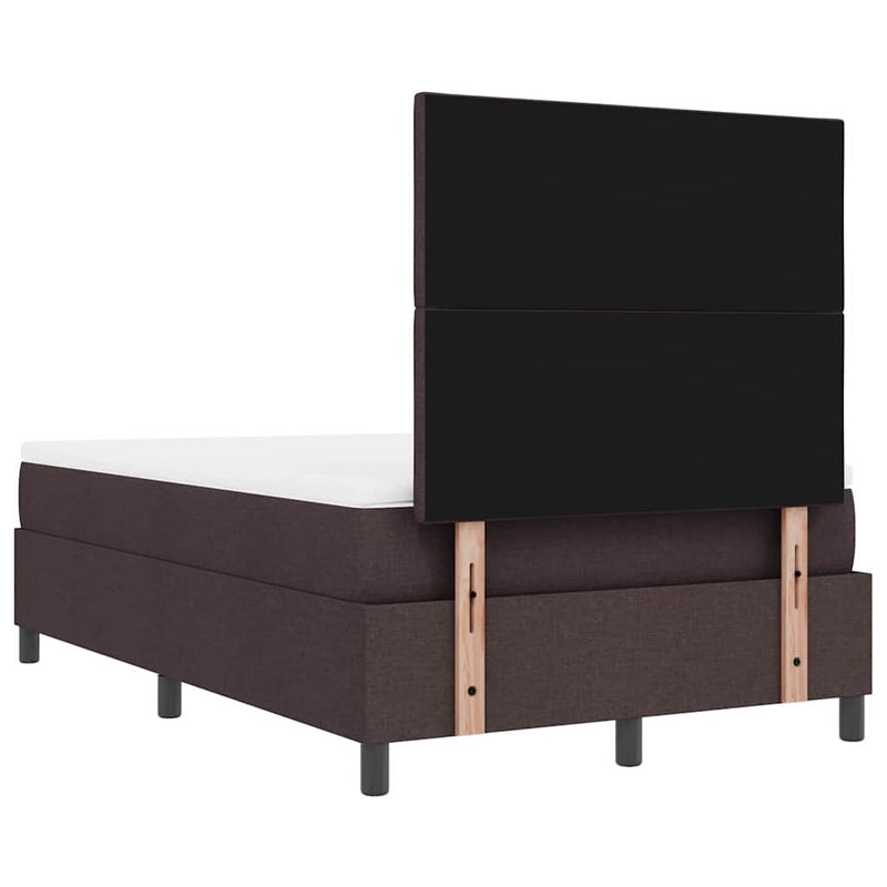 vidaXL Boxrugós ágy matracmal sötétbarna 120 x 200 cm szövet