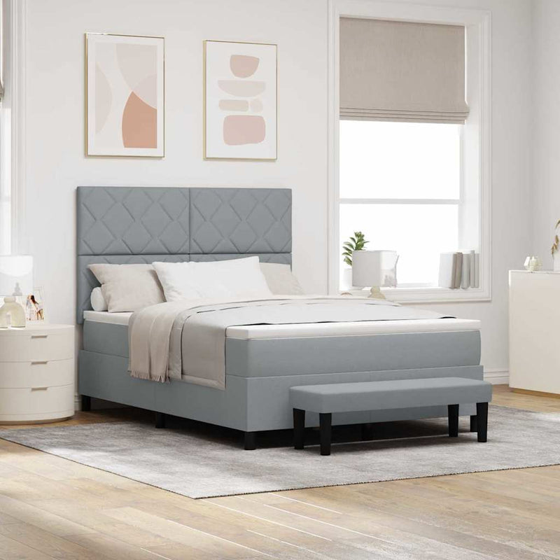 vidaXL Boxrugós ágy matracmal Világosszürke 140 x 190 cm szövet