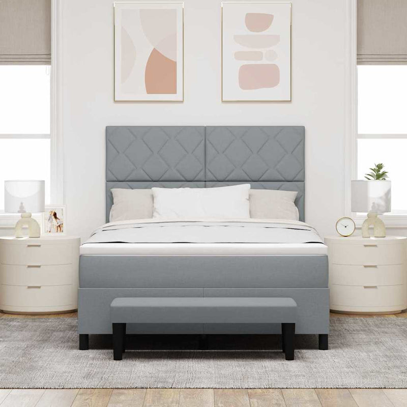 vidaXL Boxrugós ágy matracmal Világosszürke 140 x 190 cm szövet