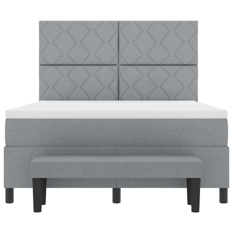 vidaXL Boxrugós ágy matracmal Világosszürke 140 x 190 cm szövet