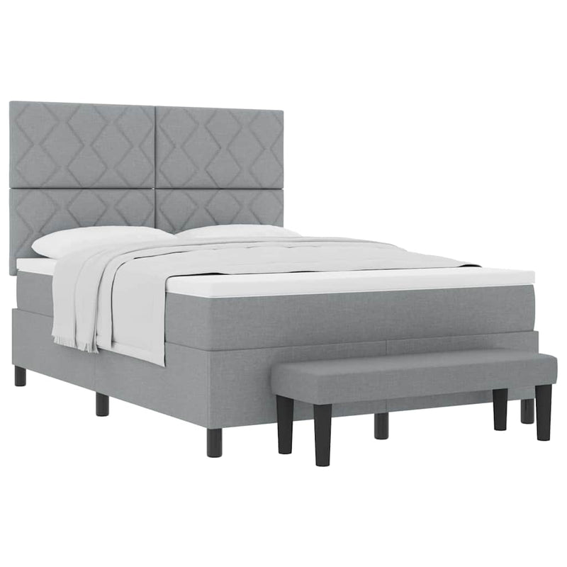 vidaXL Boxrugós ágy matracmal Világosszürke 140 x 190 cm szövet