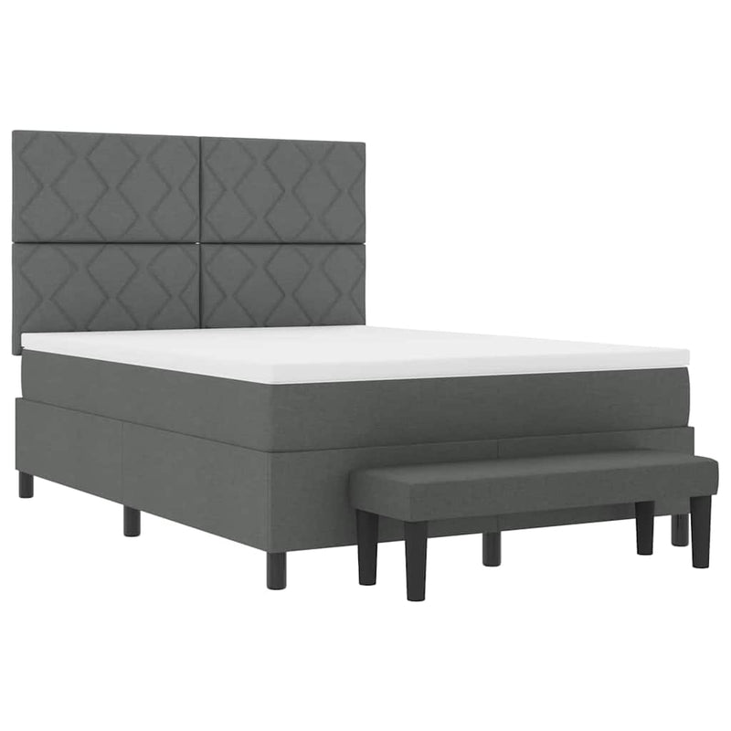 vidaXL Boxrugós ágy matracmal Sötétszürke 140 x 190 cm szövet