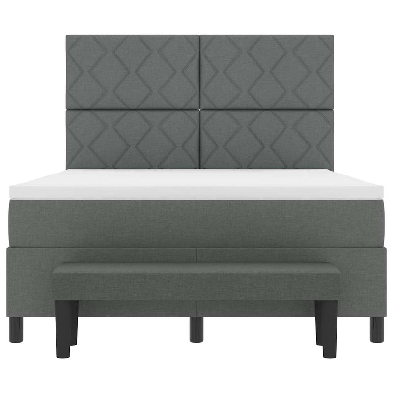 vidaXL Boxrugós ágy matracmal Sötétszürke 140 x 190 cm szövet