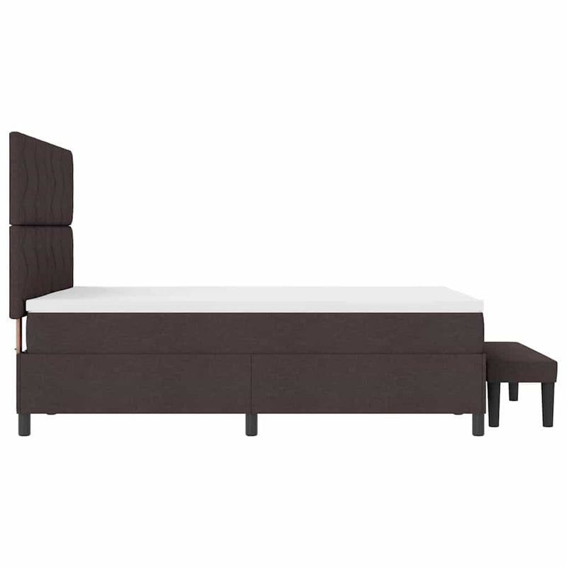 vidaXL Boxrugós ágy Sötét Barna 140 x 200 cm szövet & Faanyag