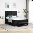 vidaXL Boxrugós ágy fejtámlával Fekete 160 x 200 cm szövet