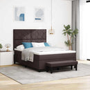 vidaXL Boxrugós ágy fejtámlával Sötét Barna 160 x 200 cm szövet