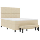 vidaXL Boxrugós ágy fejtámlával Krém 160 x 200 cm szövet