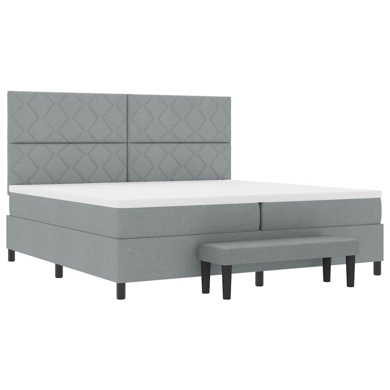 vidaXL Boxrugós ágy matracmal Világosszürke 200 x 200 cm szövet