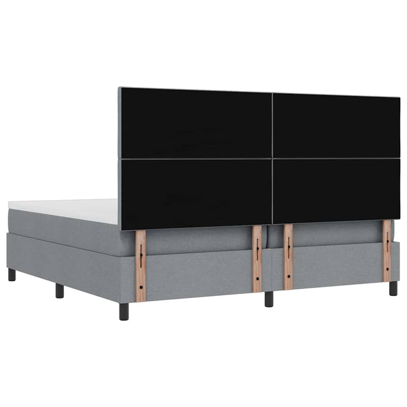 vidaXL Boxrugós ágy matracmal Világosszürke 200 x 200 cm szövet