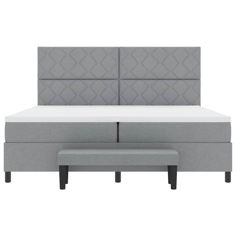 vidaXL Boxrugós ágy matracmal Világosszürke 200 x 200 cm szövet