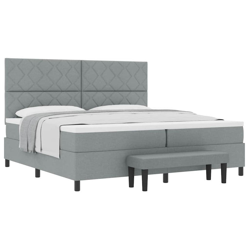 vidaXL Boxrugós ágy matracmal Világosszürke 200 x 200 cm szövet
