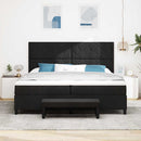 vidaXL Boxrugós ágy fejtámlával Fekete 200 x 200 cm szövet