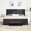 vidaXL Boxrugós ágy matracmal Sötét Barna 200 x 200 cm szövet