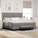 vidaXL Boxrugós ágy fejtámlával Tópszínű 200 x 200 cm szövet