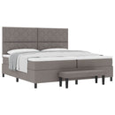 vidaXL Boxrugós ágy fejtámlával Tópszínű 200 x 200 cm szövet