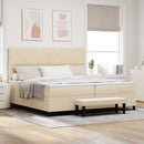 vidaXL Boxrugós ágy fejtámlával Krém 200 x 200 cm szövet