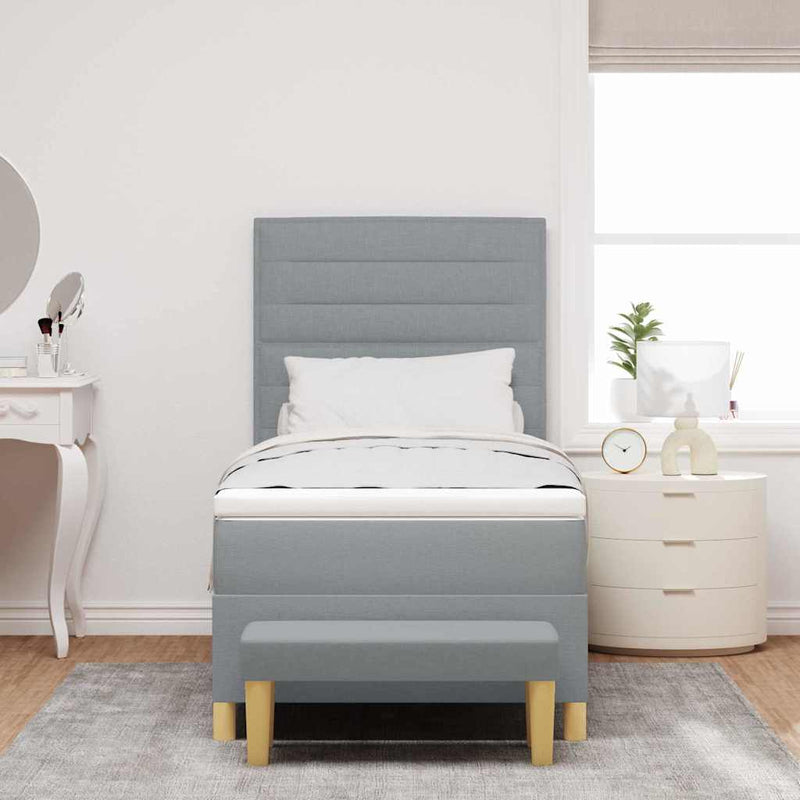 vidaXL Boxrugós ágy matracmal Világosszürke 80 x 200 cm szövet