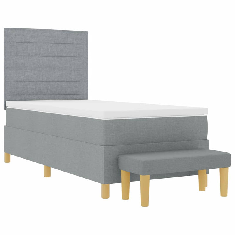 vidaXL Boxrugós ágy matracmal Világosszürke 80 x 200 cm szövet