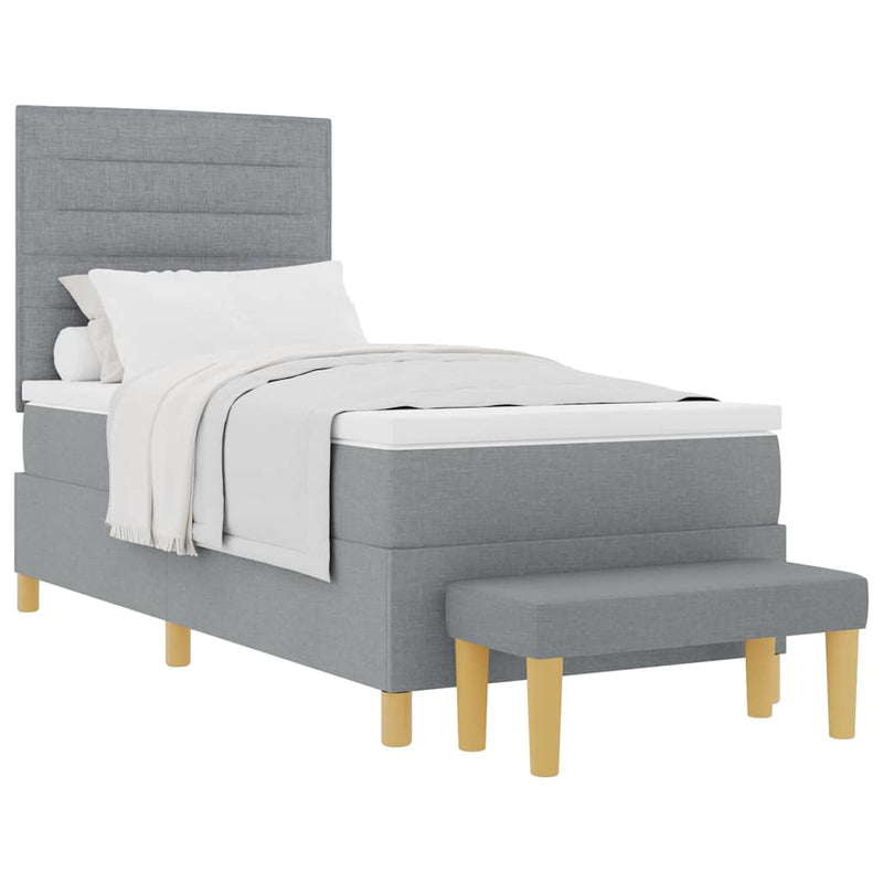 vidaXL Boxrugós ágy matracmal Világosszürke 80 x 200 cm szövet