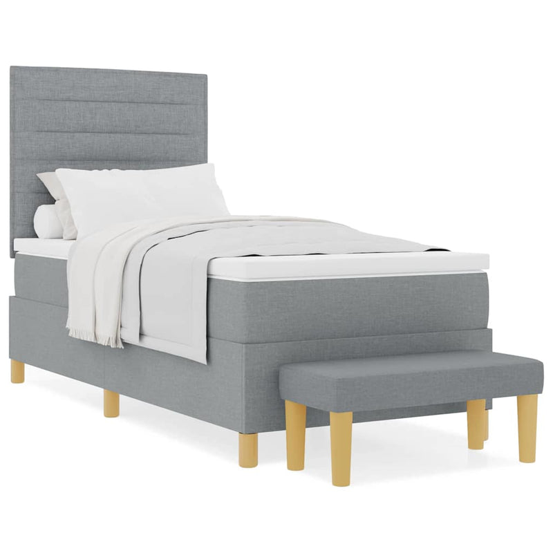 vidaXL Boxrugós ágy matracmal Világosszürke 80 x 200 cm szövet