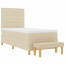 vidaXL Boxrugós ágy fejtámlával Krém 200 x 90 cm szövet
