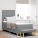 vidaXL Boxrugós ágy fejtámlával Világosszürke 190 x 90 cm szövet
