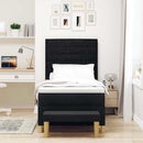 vidaXL Boxrugós ágy fejtámlával Fekete 200 x 90 cm szövet