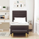 vidaXL Boxrugós ágy fejtámlával Sötét Barna 200 x 90 cm szövet