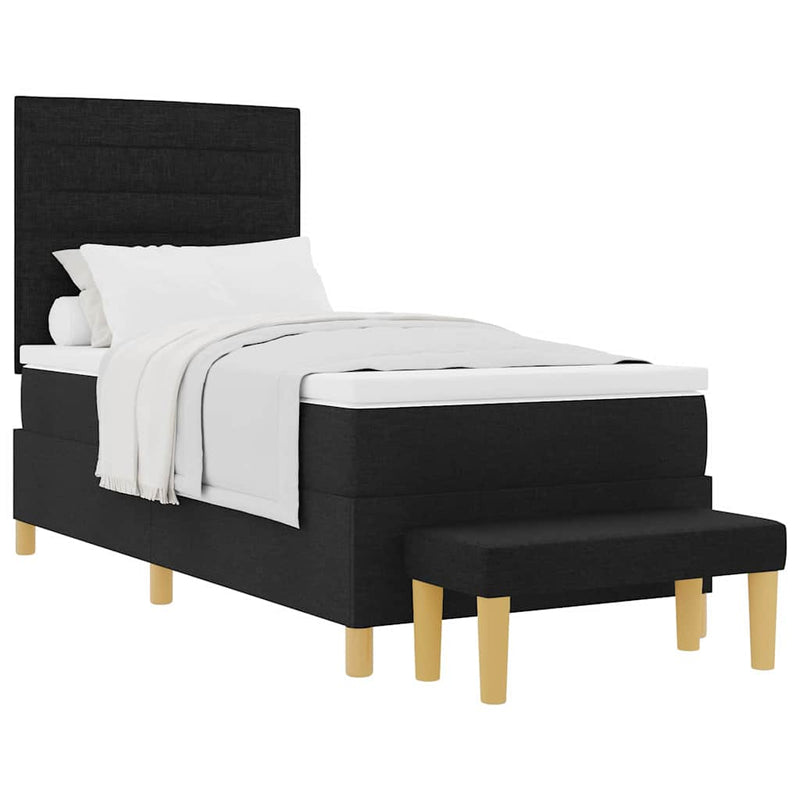 vidaXL Boxrugós ágy matracmal fejtámlával Fekete 100 x 200 cm szövet
