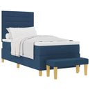vidaXL Boxrugós ágy párnával fejtámlával Kék 200 x 90 cm szövet