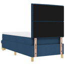 vidaXL Boxrugós ágy párnával fejtámlával Kék 200 x 90 cm szövet