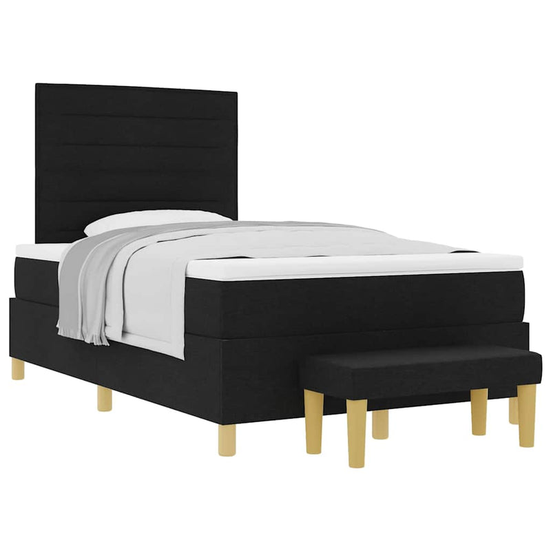 vidaXL Boxrugós ágy matracmal fejtámlával Fekete 120 x 190 cm szövet