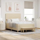 vidaXL Boxrugós ágy fejtámlával Krém 200 x 140 cm szövet