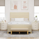 vidaXL Boxrugós ágy fejtámlával Krém 200 x 140 cm szövet