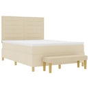 vidaXL Boxrugós ágy fejtámlával Krém 200 x 140 cm szövet