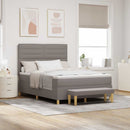 vidaXL Boxrugós ágy fejtámlával Tópszínű 200 x 160 cm szövet