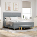 vidaXL Boxrugós ágy fejtámlával Világosszürke 200 x 180 cm szövet