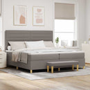 vidaXL Boxrugós ágy fejtámlával Tópszínű 200 x 200 cm szövet