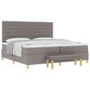 vidaXL Boxrugós ágy fejtámlával Tópszínű 200 x 200 cm szövet