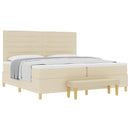 vidaXL Boxrugós ágy matracmal fejtámlával Krém 200 x 200 cm szövet