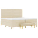 vidaXL Boxrugós ágy matracmal fejtámlával Krém 200 x 200 cm szövet