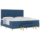 vidaXL Boxrugós ágy matracmal fejtámlával Kék 200 x 200 cm szövet