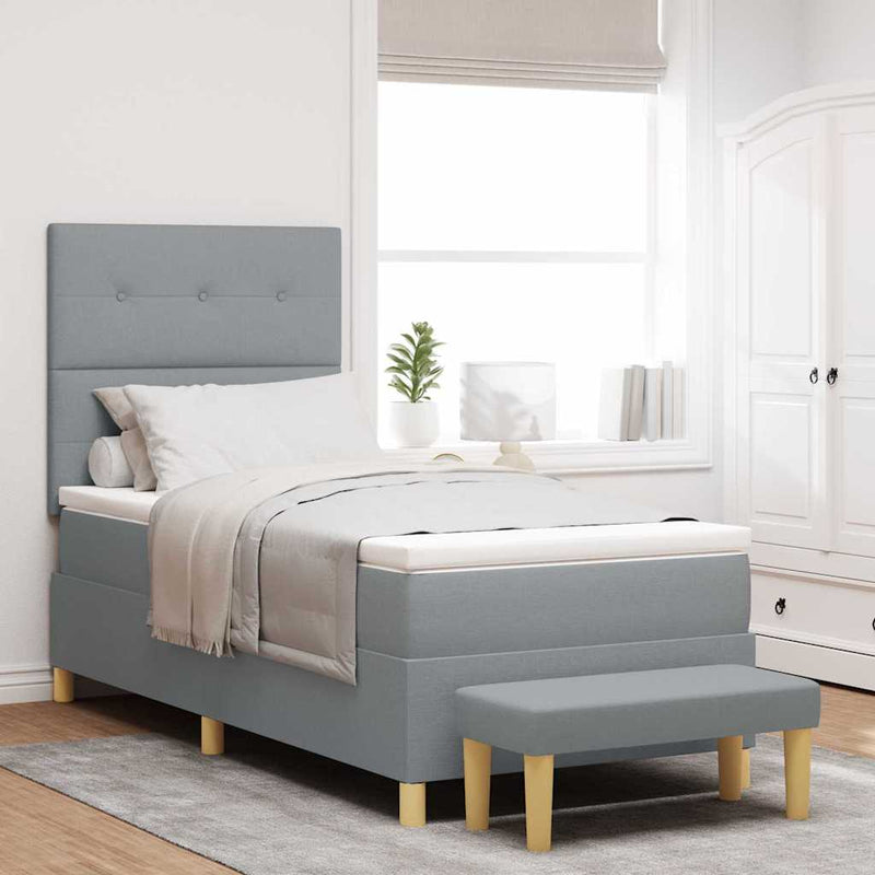 vidaXL Boxrugós ágy matracmal Világosszürke 80 x 200 cm szövet