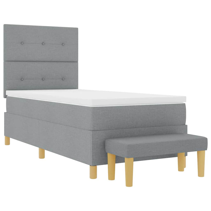 vidaXL Boxrugós ágy matracmal Világosszürke 80 x 200 cm szövet