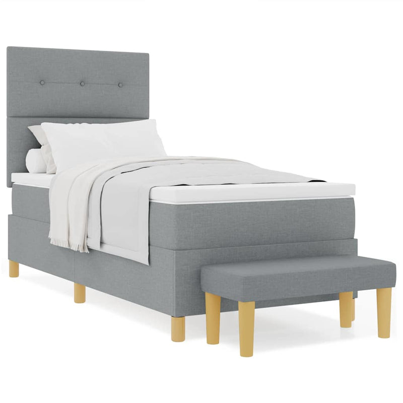 vidaXL Boxrugós ágy matracmal Világosszürke 80 x 200 cm szövet
