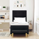 vidaXL Boxrugós ágy fejtámlával Fekete 200 x 80 cm szövet