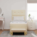 vidaXL Boxrugós ágy párnával fejtámlával Krém 200 x 80 cm szövet