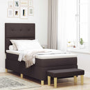 vidaXL Boxrugós ágy fejtámlával sötétbarna 200 x 90 cm szövet