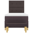 vidaXL Boxrugós ágy fejtámlával sötétbarna 200 x 90 cm szövet